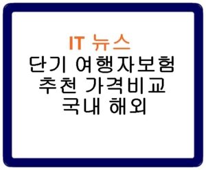 단기 여행자보험 추천 가격비교 3가지 국내 해외