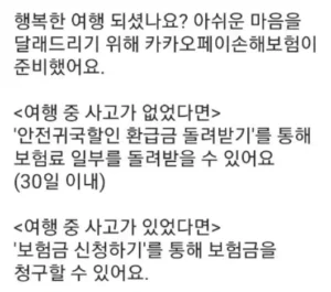 카카오 여행자보험 환급