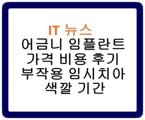 어금니 임플란트 가격 비용 후기 부작용 임시치아 색깔 기간 2024년